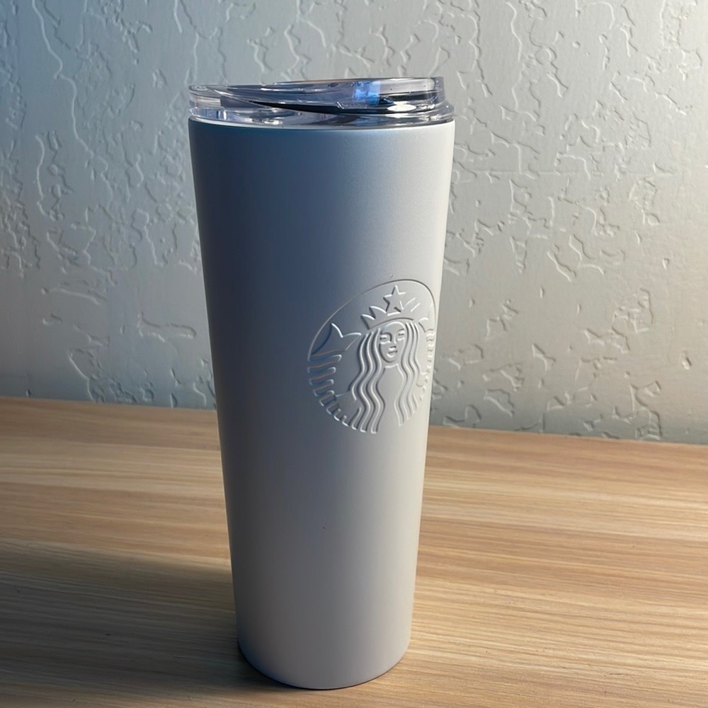 Starbucks Pearlized White Metal Cold Brew 16 oz Tumblr